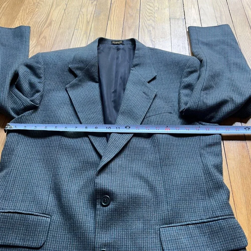 Oscar De La Renta Mens Size 42L Gray Houndstooth Single Breasted Blazer Jacket - Picture 10 of 15
